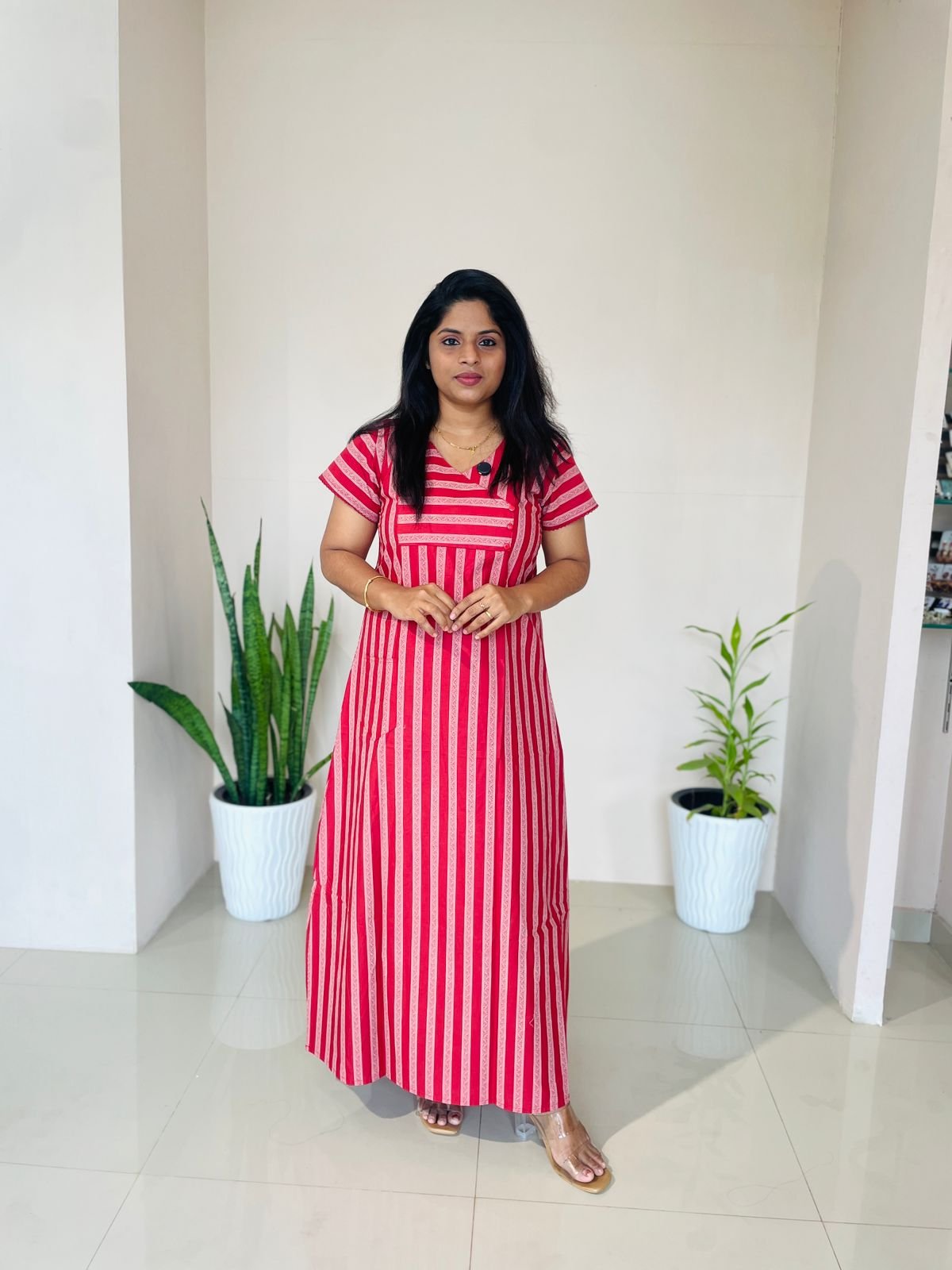 TRENDY STRIPE COTTON CHURIDAR CUT NIGHTY 2557CN